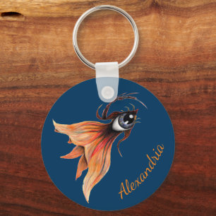 Chaveiro Ouro Surreal Goldfish Fantasy Art Personalizado