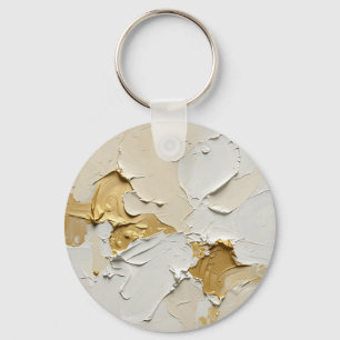Chaveiro Ouro Texturizado Impasto Abstrato Neutro