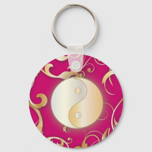Chaveiro Ouro Yin & Yang com rolagem