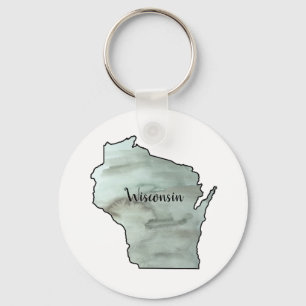 Chaveiro Outline de Pintura de Ilustração de Wisconsin