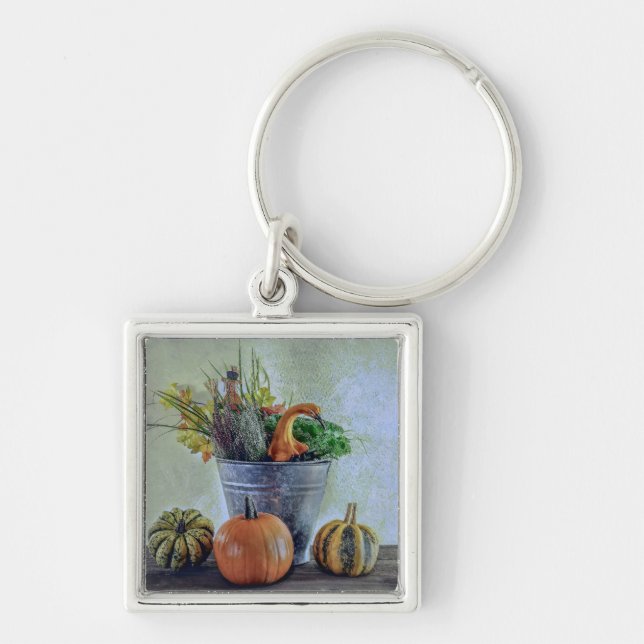 Chaveiro Outono ainda vive com abóboras, flores (Frente)