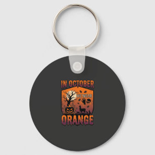 Chaveiro Outubro Usamos Laranja Abóbora De Halloween Llama 
