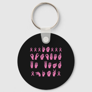 Chaveiro Outubro Vestimos Linguagem de Sinais Rosa Cancer d