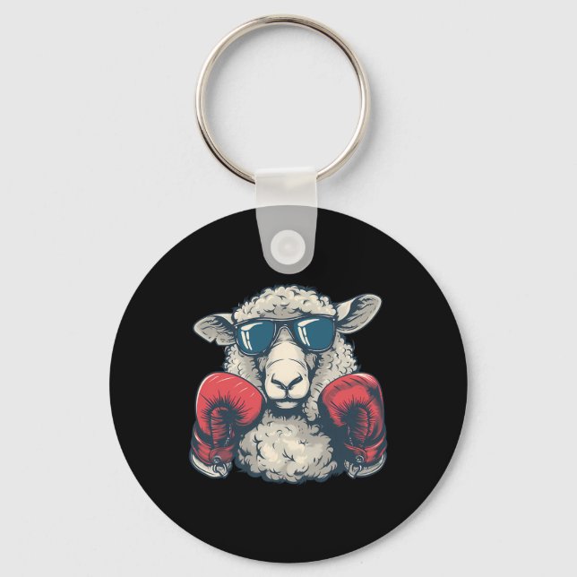 Chaveiro Ovelha Boxeando Luvas de Boxe Kickboxing Engraçado (Frente)