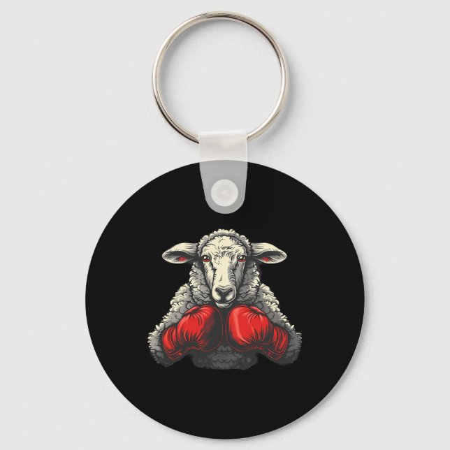 Chaveiro Ovelha Boxer Com Luvas de Boxe Kickboxing Engraçad (Frente)
