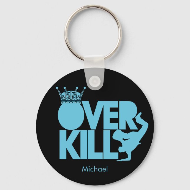 Chaveiro OverKill - azul-menino e cadeia-chave preta (Frente)