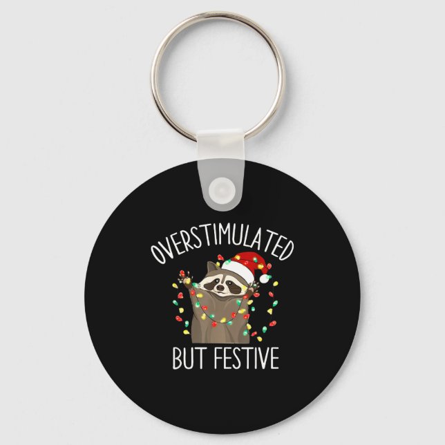 Chaveiro Overstimulated But Festive Funny Santa Raccoon Xma (Frente)