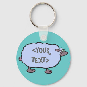 Chaveiro Ovinos Azuis,<YOUR TEXT>