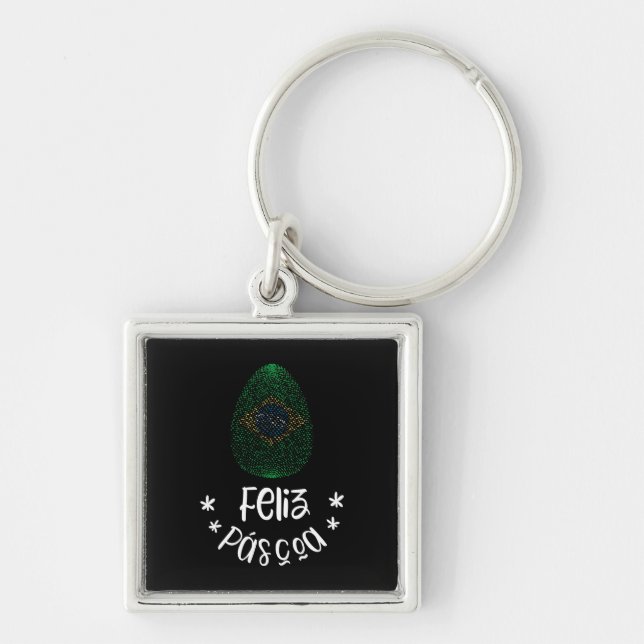 Chaveiro Ovos de felz pascoa e Páscoa com bandeira brasilei (Frente)
