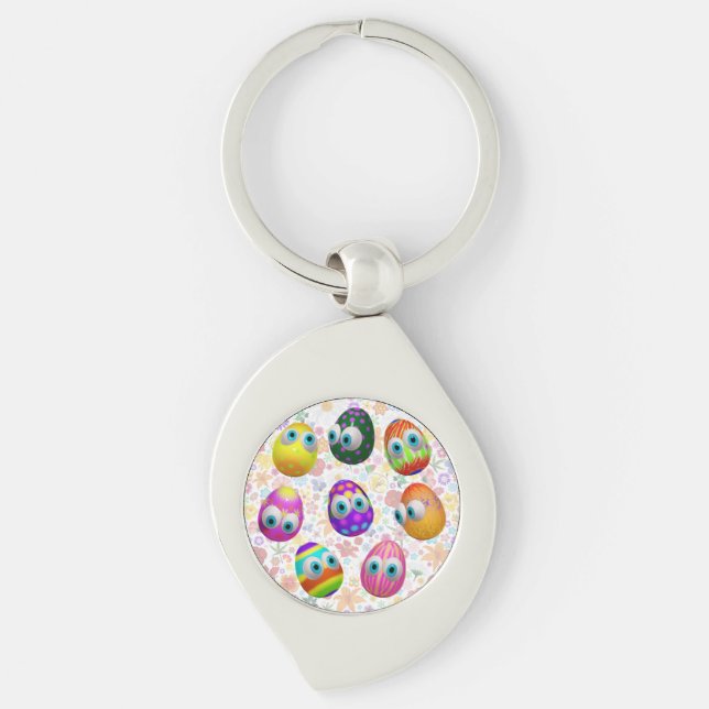 Chaveiro Ovos de Páscoa de desenho animado fofos e engraçad (Frente)