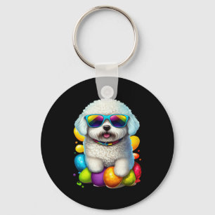 Chaveiro Ovos de Páscoa do Cão Bichon Frise Páscoa