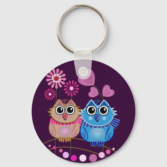 Chaveiro Owl keychain with Owl couple in Love (Frente)
