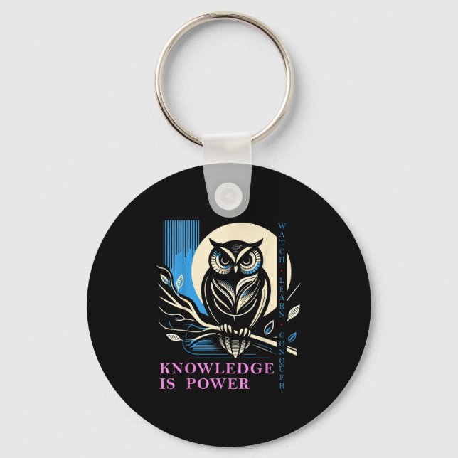 Chaveiro Owl - Knowledge Is Wer - Wisdom Owl Design  (Frente)