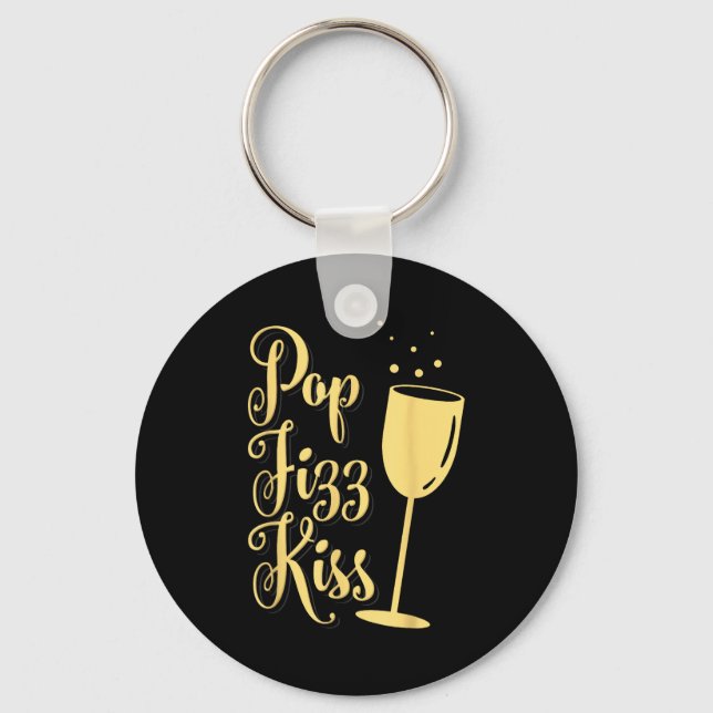 Chaveiro P Fizz Kiss Funny New Years Eve Wine Champagne  (Frente)
