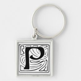 Chaveiro P Monogramm schwarz weiß Schlüsselanhänger