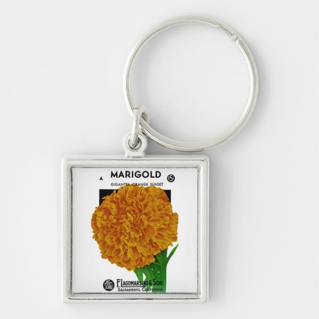 Chaveiro Pacote de Semente da Marigold Vintage (Frente)