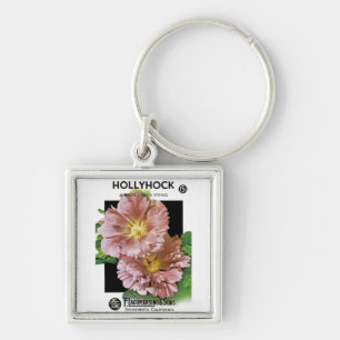 Chaveiro Pacote de Semente Hollyhock Vintage