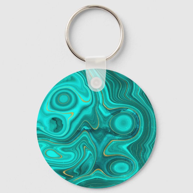 Chaveiro Padrão Abstrato Azul Turquesa Luxo Glam (Frente)