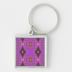 Chaveiro Padrão Abstrato Cor-de-Rosa e Roxo Alucinante