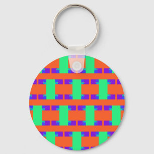 Chaveiro padrão abstrato de arte verde laranja roxa
