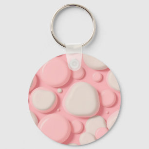 Chaveiro Padrão Abstrato de Bolha 3D Rosa Branco Pastel Mac