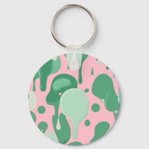 Chaveiro Padrão Abstrato de Gotejamento Derretido Rosa Verd