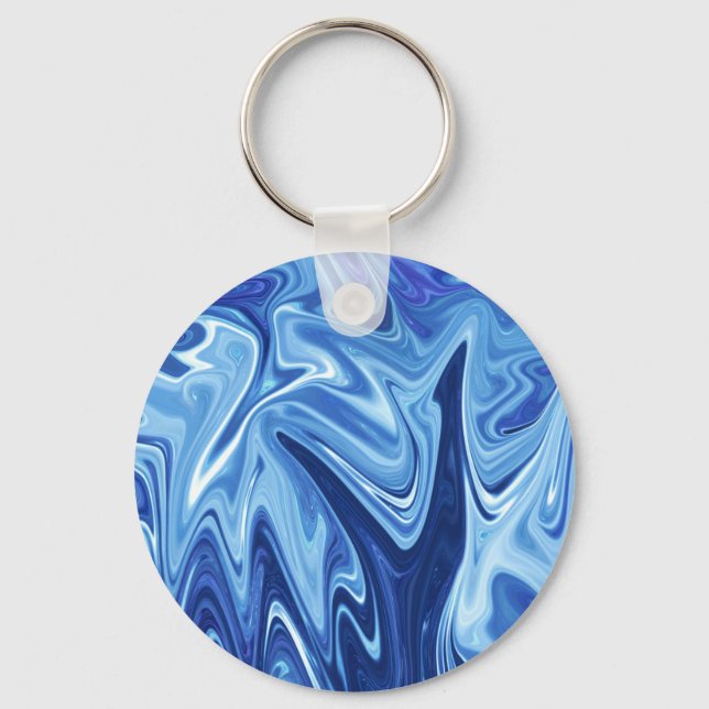 Chaveiro Padrão abstrato líquido azul (Frente)