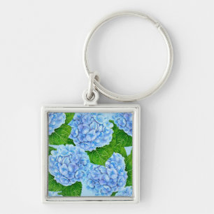Chaveiro Padrão aquoso de hydrangea azul