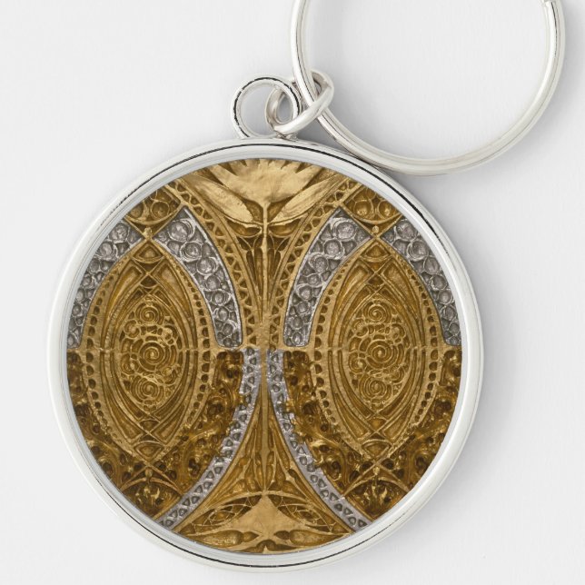 Chaveiro Padrão Art Déco Prata e Ouro (Frente)