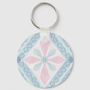 Chaveiro padrão azul em forma de diamante