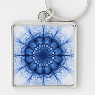 Chaveiro Padrão azul floral