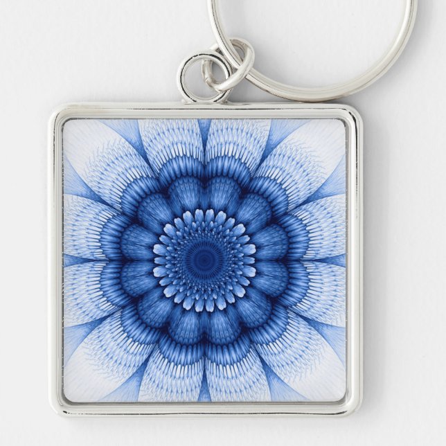 Chaveiro Padrão azul floral (Frente)