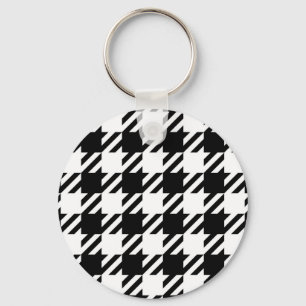 Chaveiro Padrão branco sobre houndstooth preto