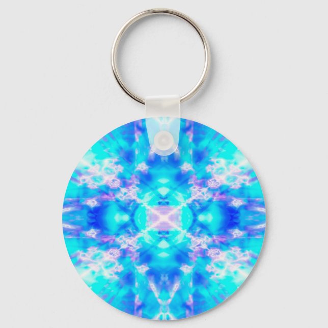 Chaveiro Padrão caleidoscópico azul (Frente)