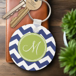 Chaveiro Padrão Chevron com Monograma - Limão Marinho<br><div class="desc">Um design colorido com uma área para monogramas. Se precisar ajustar o trabalho de arte ou alterar a fonte,  clique na área personalizar. Isso o levará à ferramenta design onde você pode fazer muitas mudanças.</div>