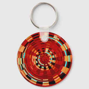 Chaveiro Padrão Circular Vermelho Azul Amarelo-Amarelo-Cas