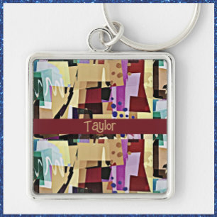 Chaveiro Padrão Colorido de Arte Abstrato