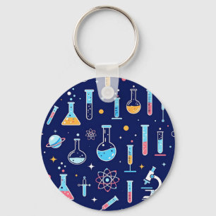 Chaveiro Padrão Colorido de Laboratório de Ciências Química