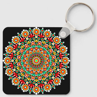 Chaveiro Padrão Colorido de Mandala Boho Ponto