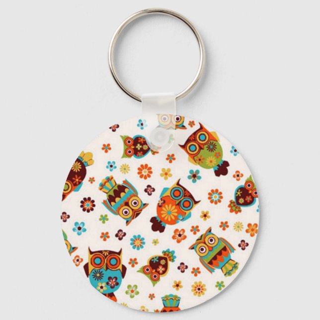 Chaveiro padrão com mochos e flores (Frente)