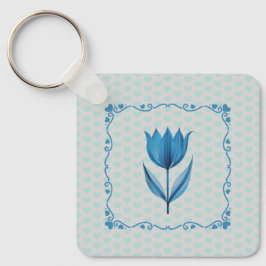Chaveiro Padrão com um Tulipa Azul