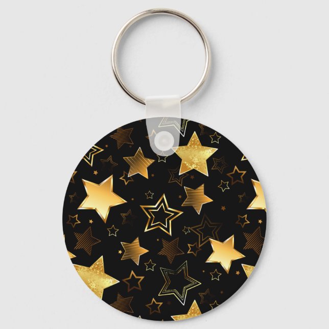 Chaveiro Padrão contínuo com Estrelas Douradas (Frente)