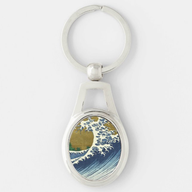 Chaveiro Padrão da Grande Onda de Hokusai: Arte Japonesa Uk (Frente)