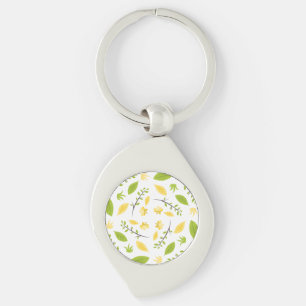 Chaveiro Padrão da Natureza Desenho de Folhas Esboço Flores