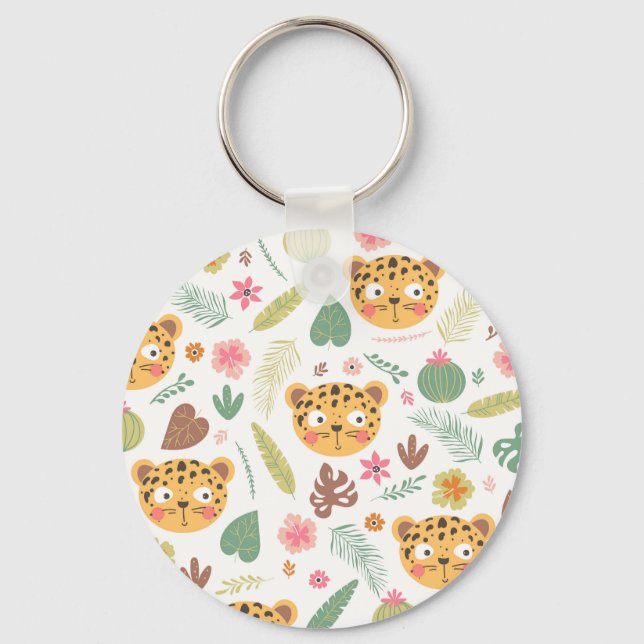Chaveiro Padrão das plantas tropicais da cabeça-leopardo (Frente)