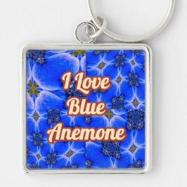 Chaveiro Padrão de Anêmona do Jardim Azul