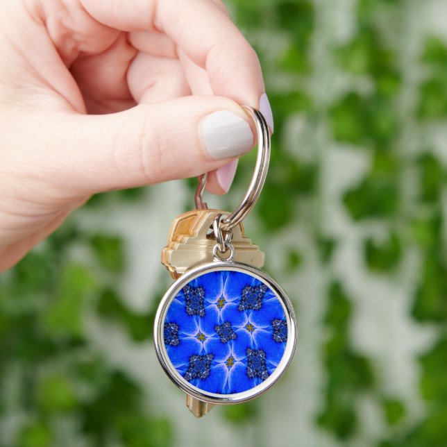 Chaveiro Padrão de Anêmona do Jardim Azul (Mão)