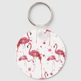 Chaveiro Padrão de aquarela Flamingo, design vibrante.