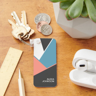 Chaveiro Padrão de Arte de Bloqueio Geométrico de Chic