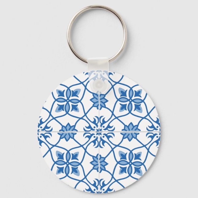 Chaveiro Padrão de Azulejo do Vintage Português Azulejo (Frente)